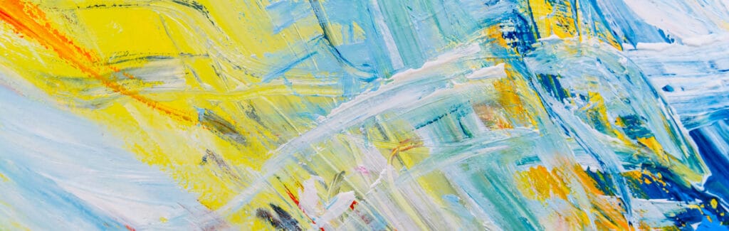 Artdez Studio contact page banner featuring colorful abstract artwork
