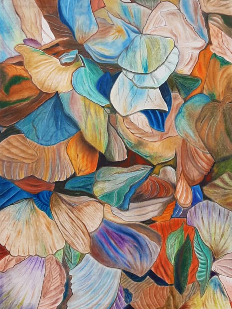 Clay textured floral painting where every petal holds a delicate secret