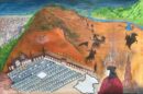 Expressive painting depicting faith standing strong against every storm
